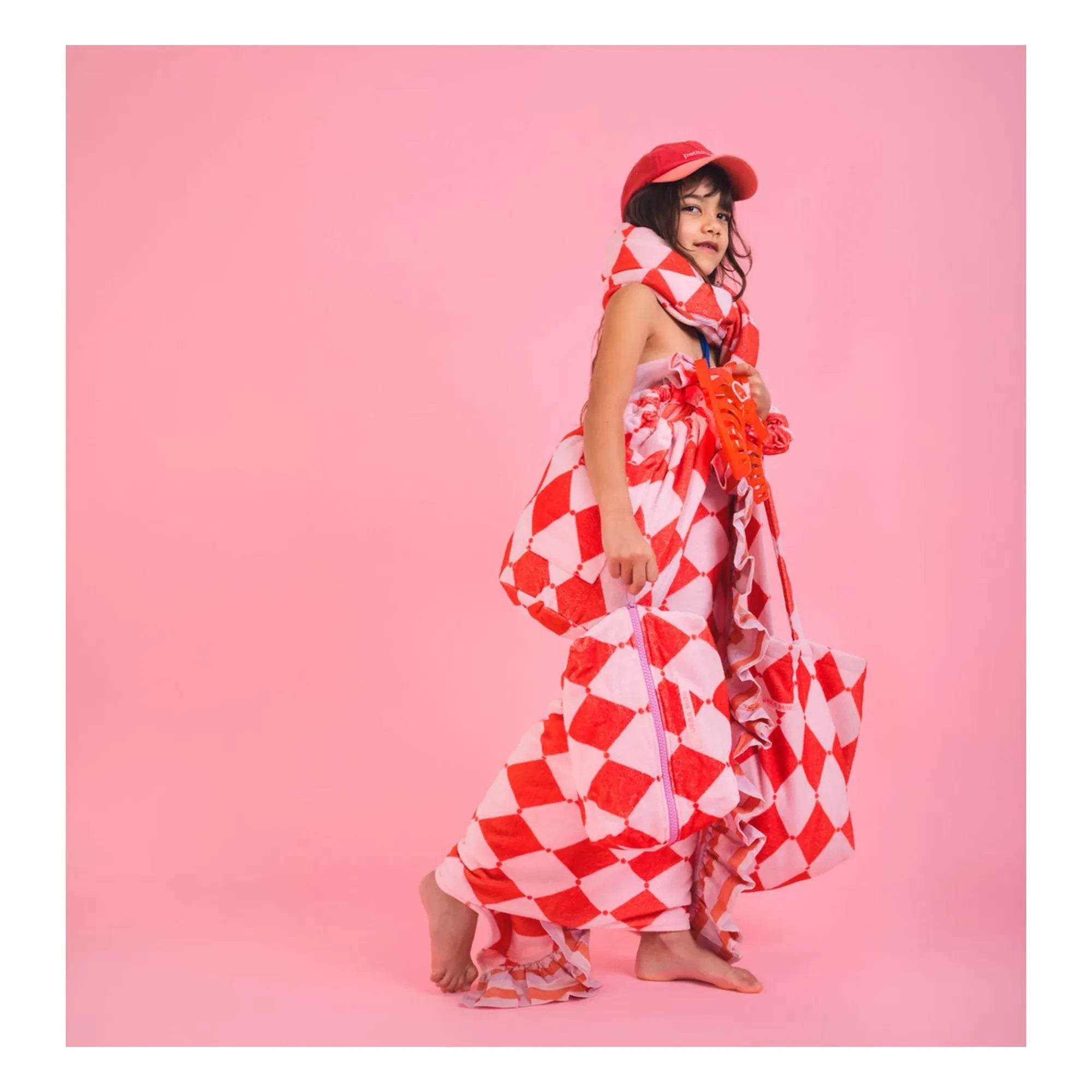 Jera Mini - Rosa | Losanges Terrycloth Taschen-Rucksack