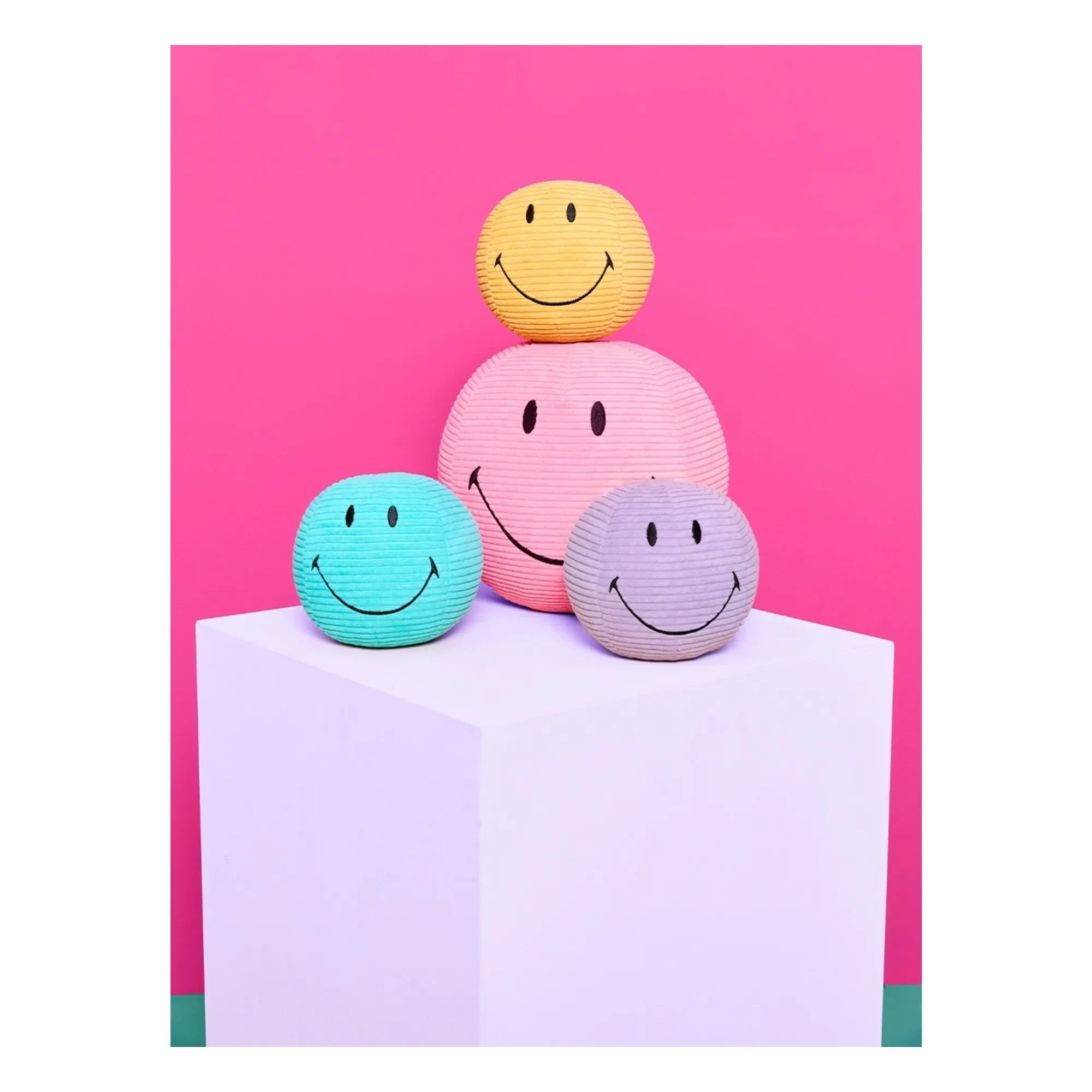 Bon Ton Toys - SMILEY - Smiley Plüschtier aus Samtkordstoff | Gelb