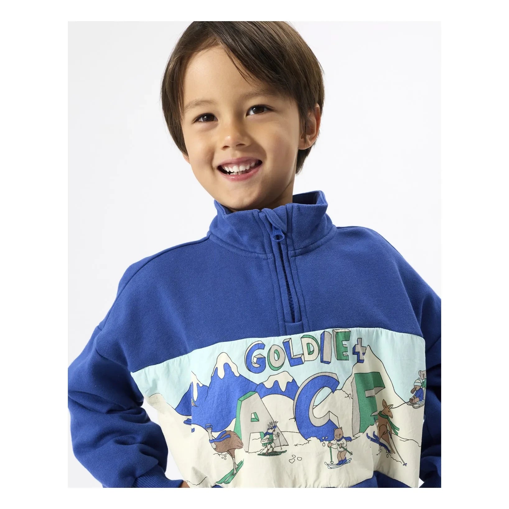 Goldie + Ace - Dağ Fermuarlı Sweatshirt | Mavi