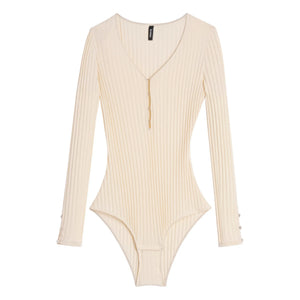 Icone - Claudia Body aus Bio-Baumwollripp | Ecru