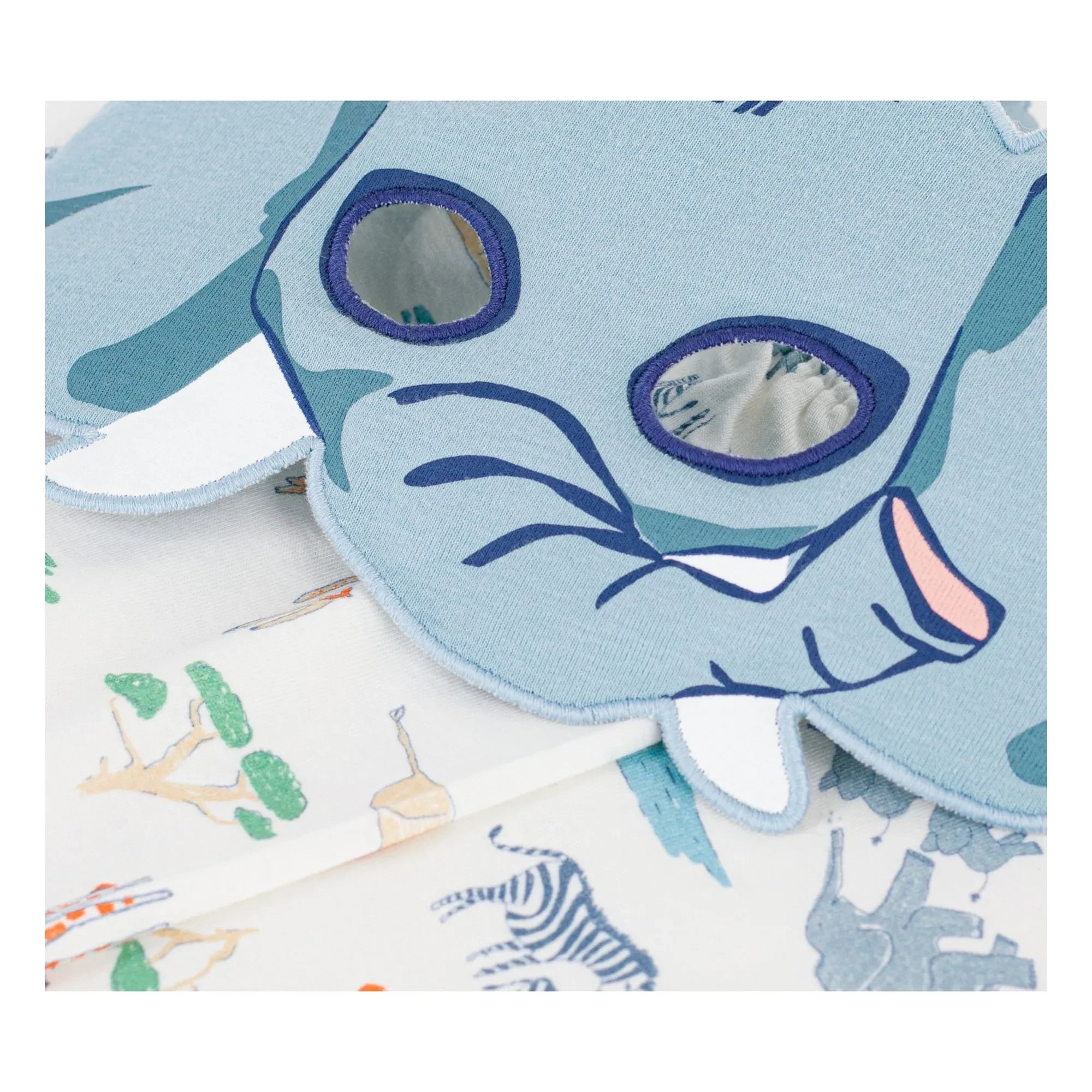 Petit Bateau - Bio-Baumwoll-Savane-Shorty-Pyjama-Set mit Maske | Weiß