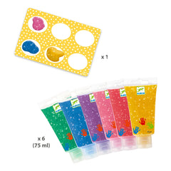 Djeco – Glitzer-Fingerfarben – 6er-Set