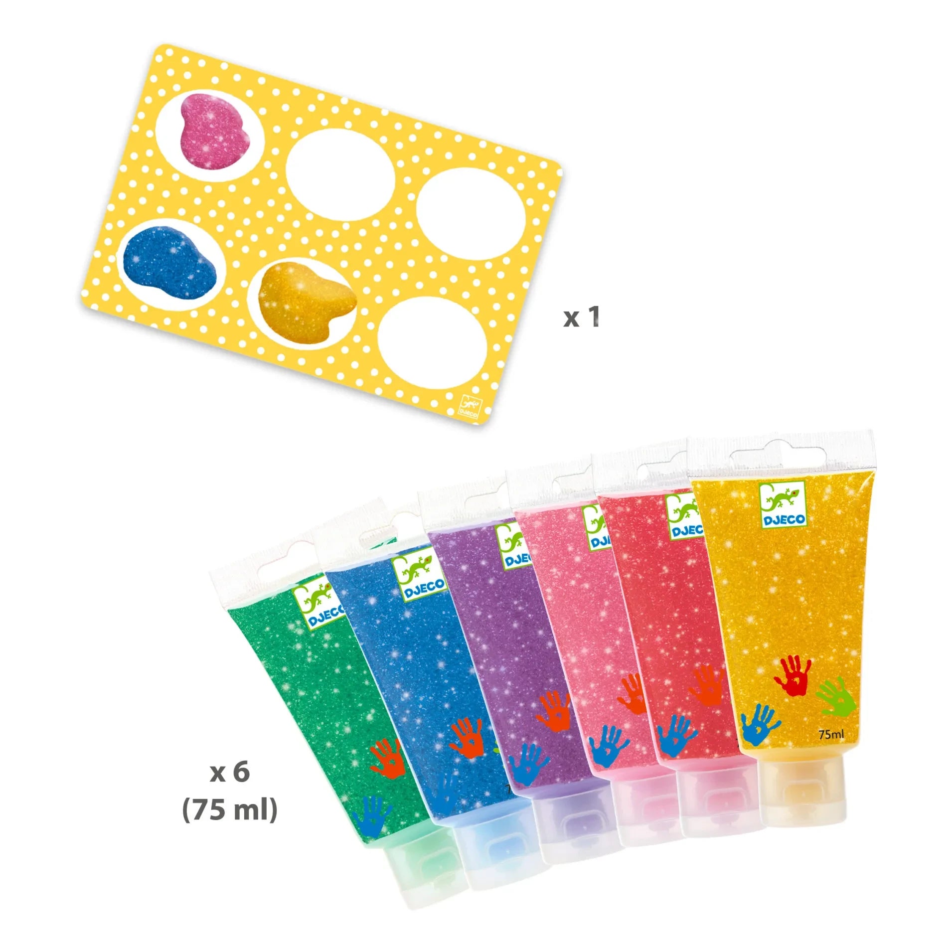 Djeco – Glitzer-Fingerfarben – 6er-Set
