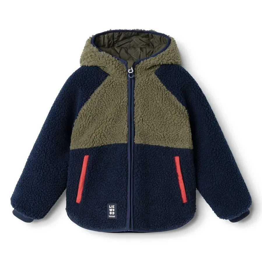 Liewood - Jackson Wendbare Sherpa-Jacke aus recycelten Fasern | Khaki