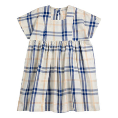 Bobo Choses - Tartan organik pamuk elbise | Ekru