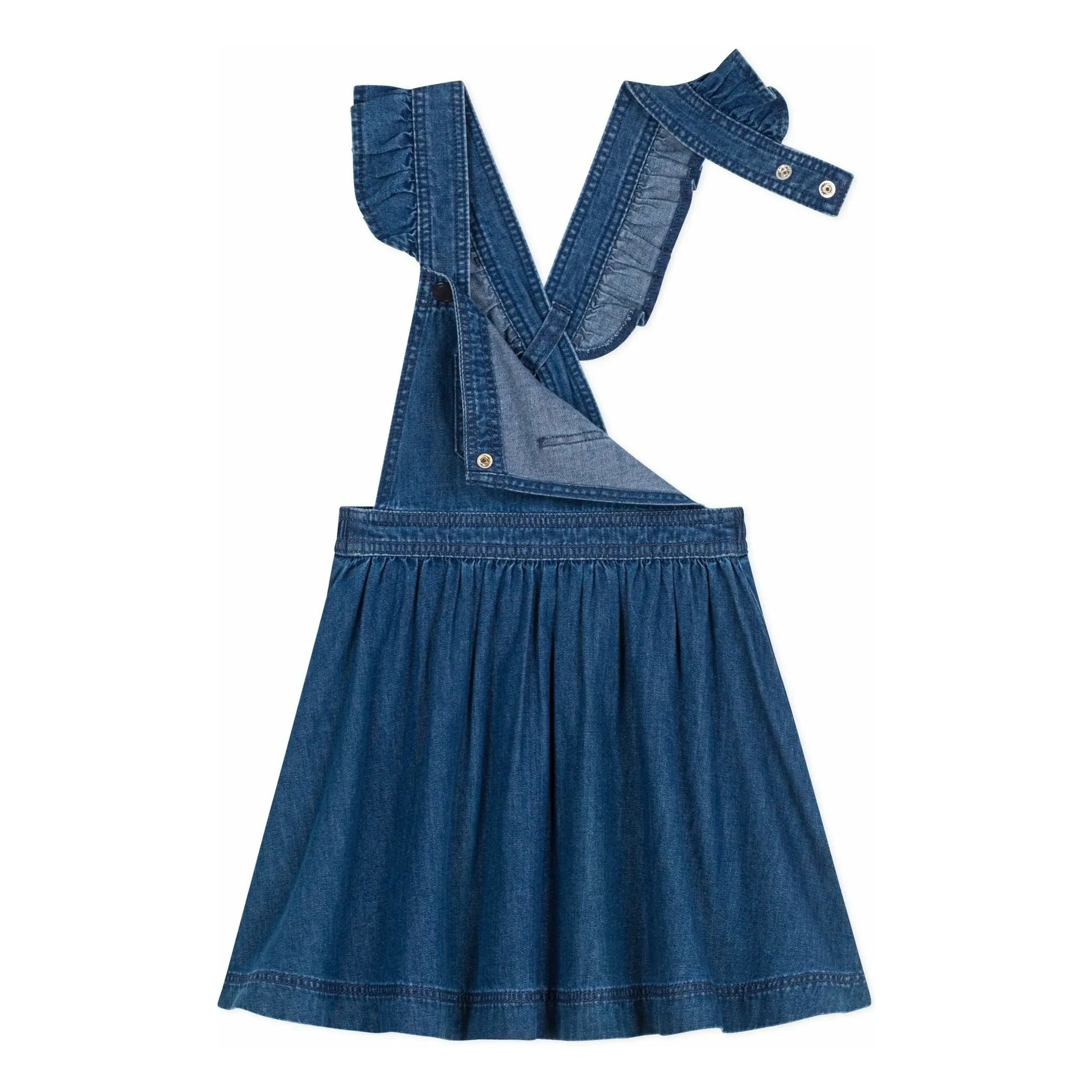 Petit Bateau - Bio-Baumwoll Denim Latzkleid | Denim Blau