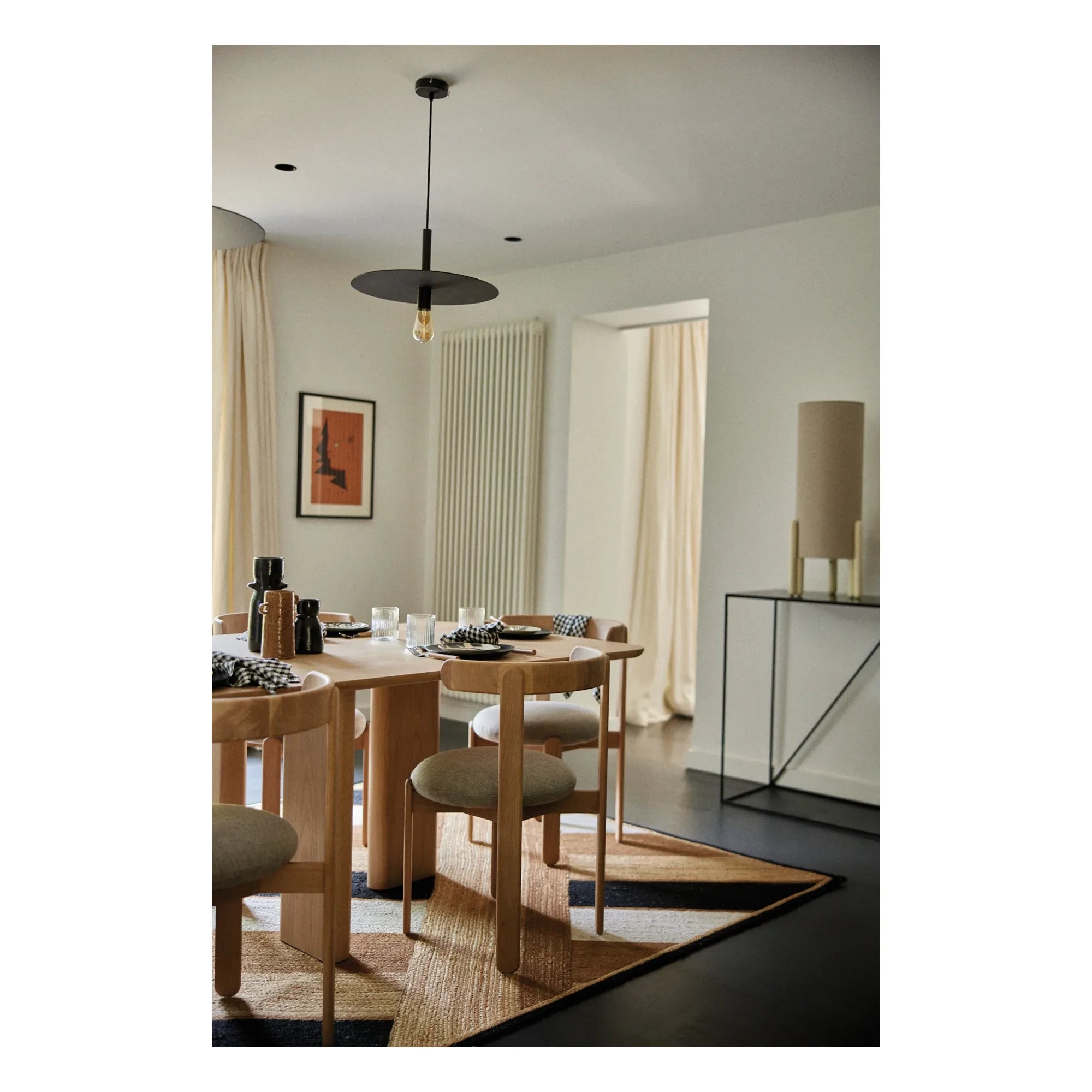 Gabrielle Paris - Holzhocker "Leylak" mit Leinensitz | Creme