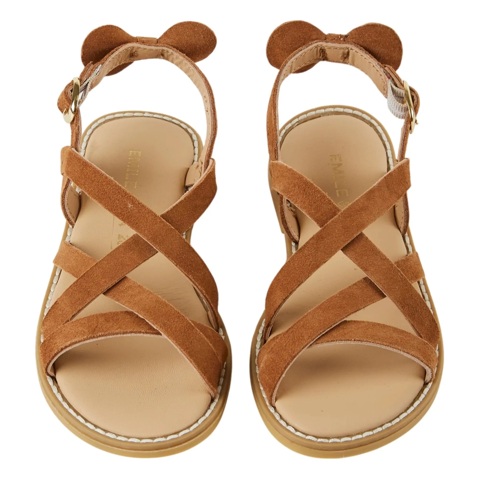 Emile et Ida – Sandalen aus Leder mit gekreuzten Riemen | Kamel