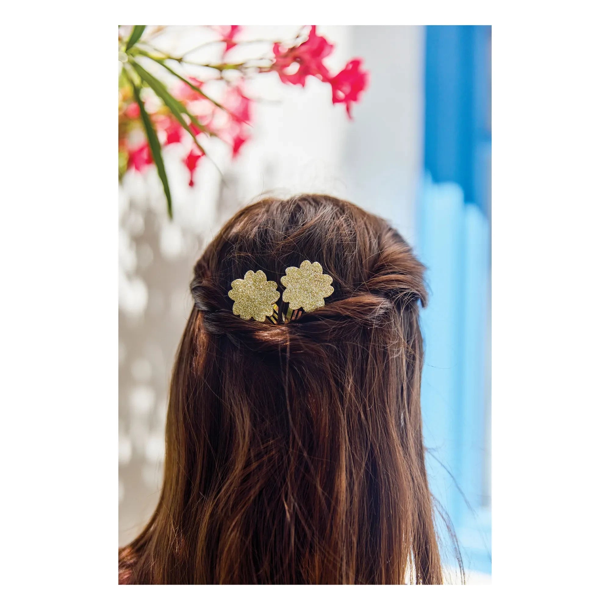 Tartine et Chocolat - 2er Set Hibiskus Glitzer-Haarklammern | Gold