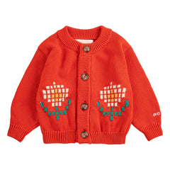 Bobo Choses - Bio-Baumwoll-Strickjacke Marguerites Baby | Rot