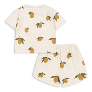 Konges Sløjd - T-Shirt und Shorts aus Bio-Baumwolle in Zitrone und Ecru