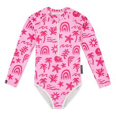 Beach & Bandits - Tropische Brisen UV-Schutz-Badeanzug aus recycelten Fasern | Rosa