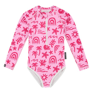 Beach & Bandits - Tropische Brisen UV-Schutz-Badeanzug aus recycelten Fasern | Rosa