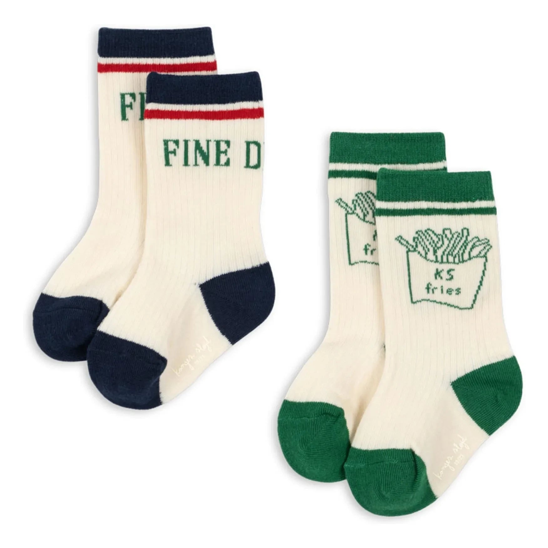 Konges Sløjd - Set aus 2 Paar Pommes-Frites-Socken | Ecru