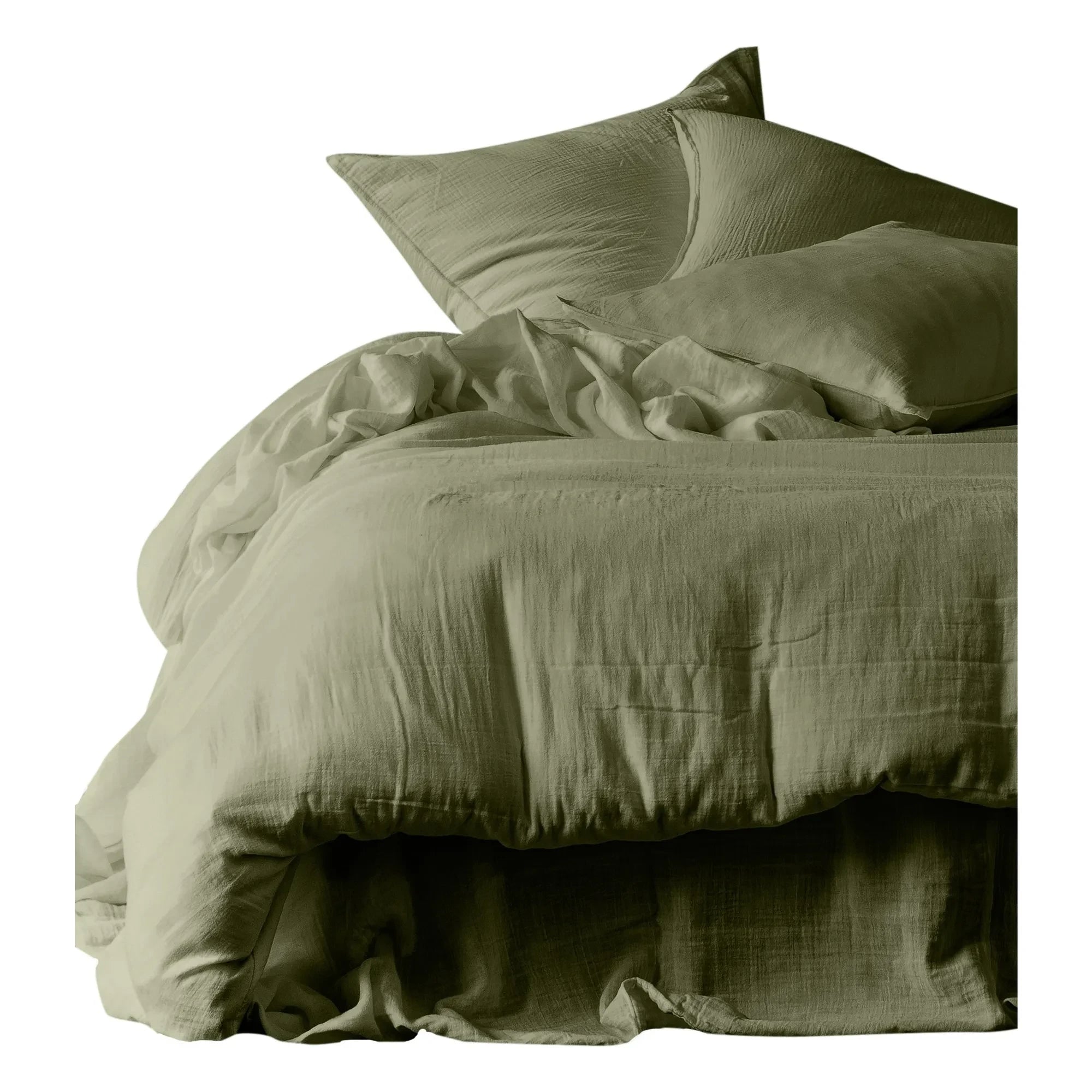 Haomy - Baumwoll-Musselin-Bettbezug Mykonos | Khaki