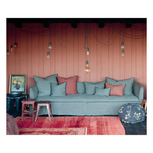 Maison de Vacances - Vice Versa Kissen aus Stonewashed Leinen, schwarzer Streifen | Tinte
