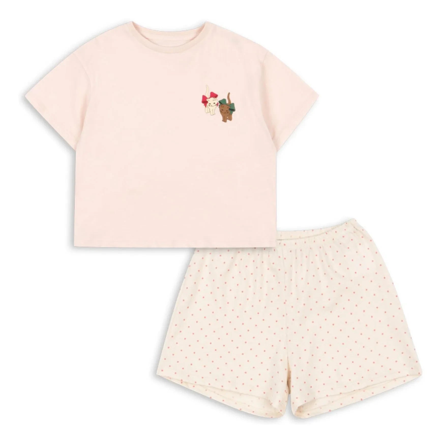 Konges Sløjd - T-Shirt und Shorts Set Famo Chats Bio-Baumwolle | Blassrosa