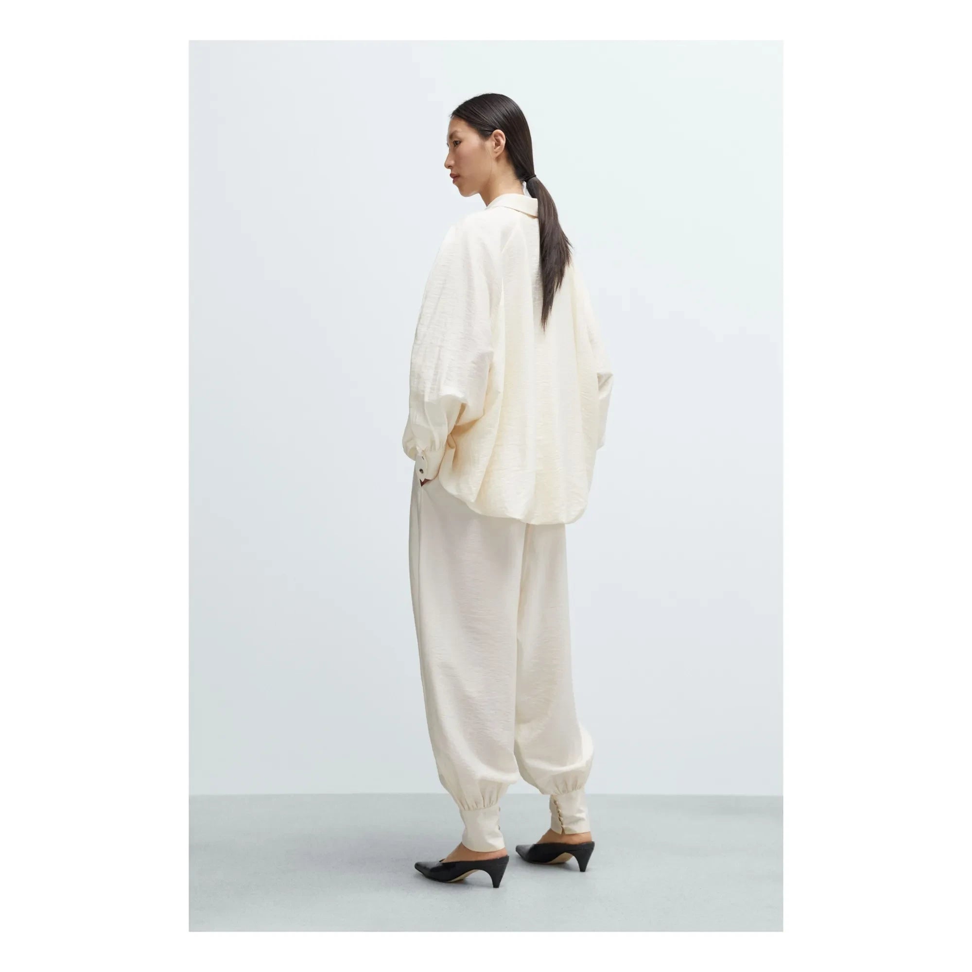 Cordera - Marfil Balon Kollu Bluz | Creme