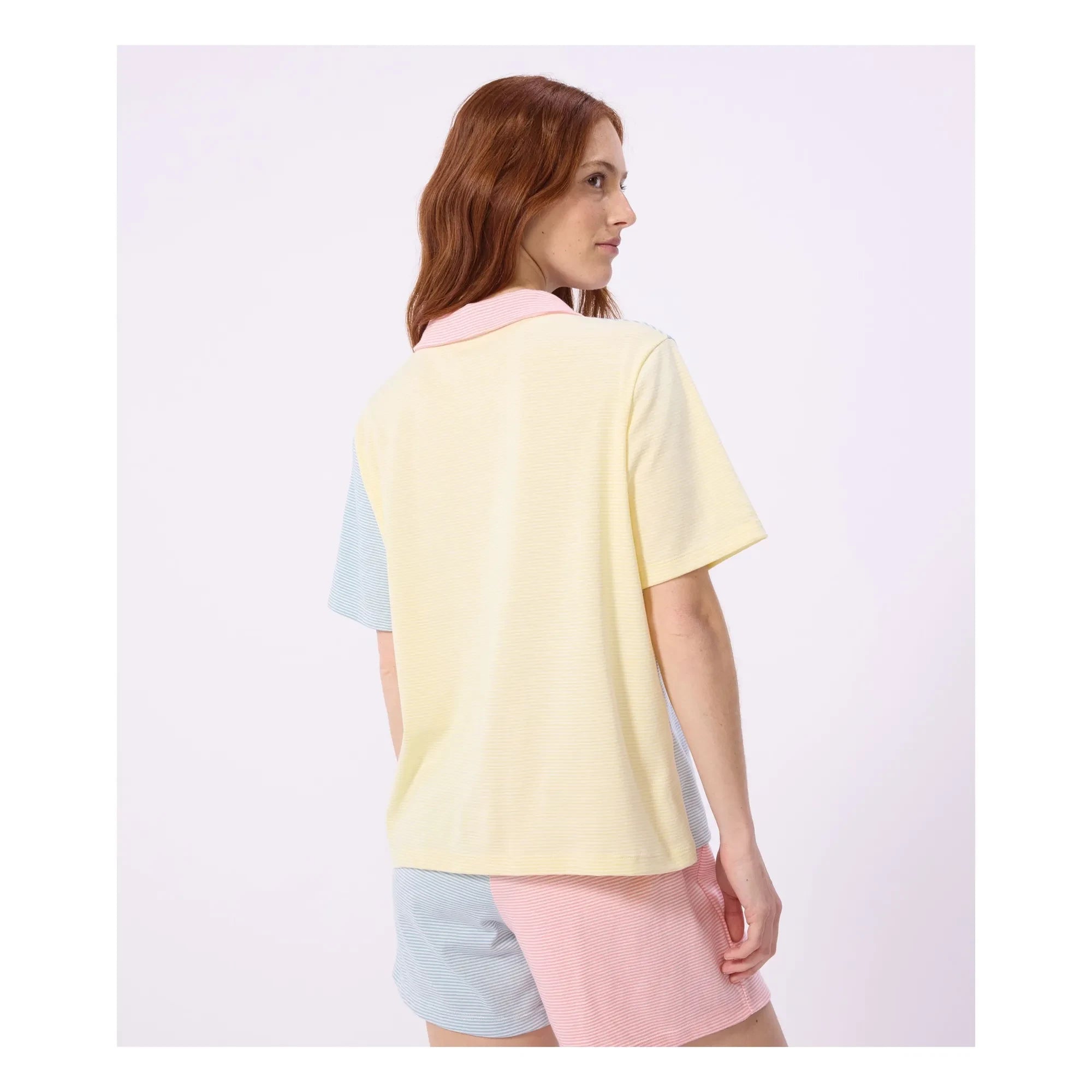 Petit Bateau - Grün gestreifter kurzer Pyjama