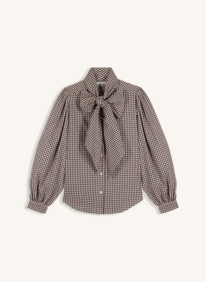 Maria de la Orden - Märchen-Vichy-Baumwollbluse | Braun
