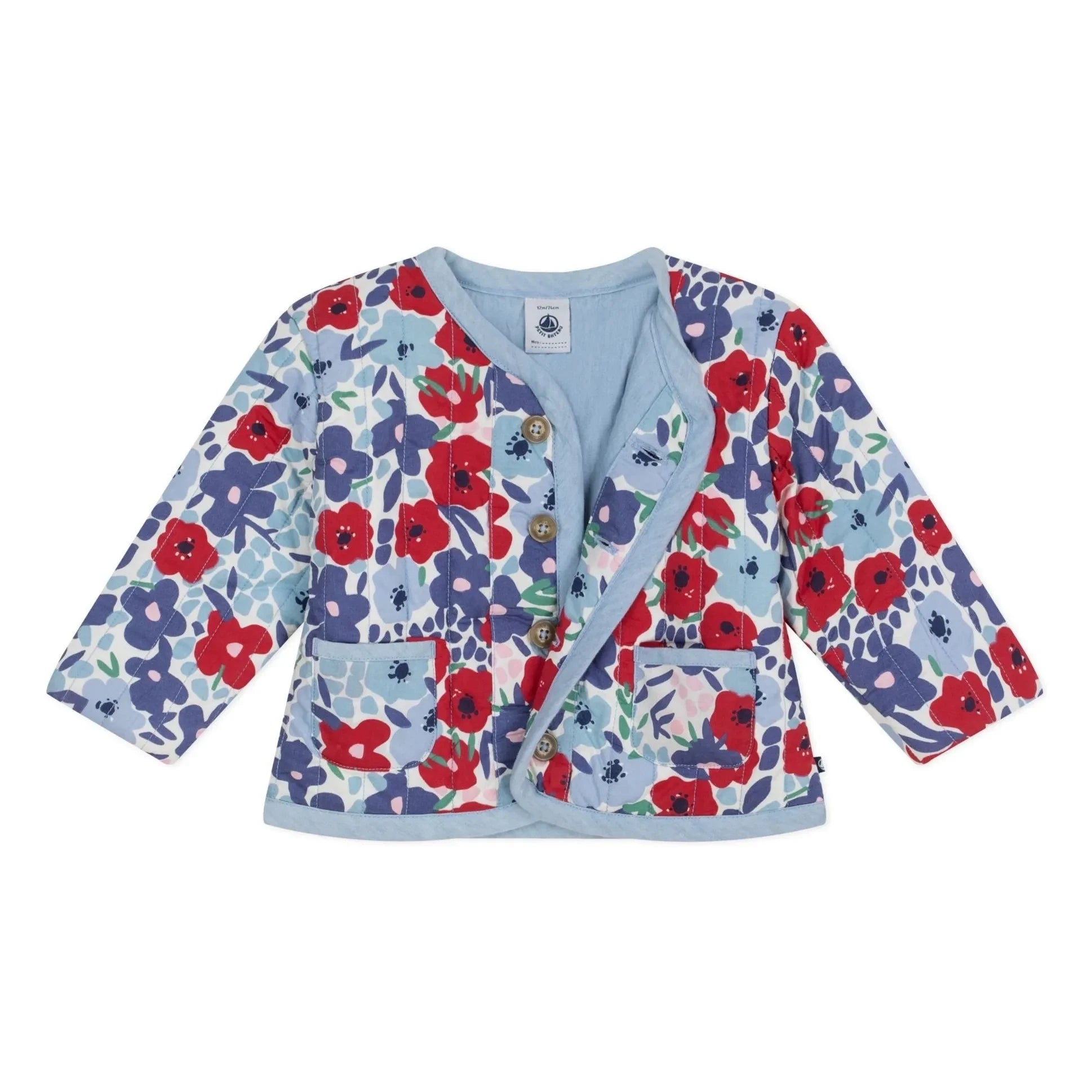 Petit Bateau - Gesteppte Fleurie Jacke aus Bio-Baumwolle | Blau
