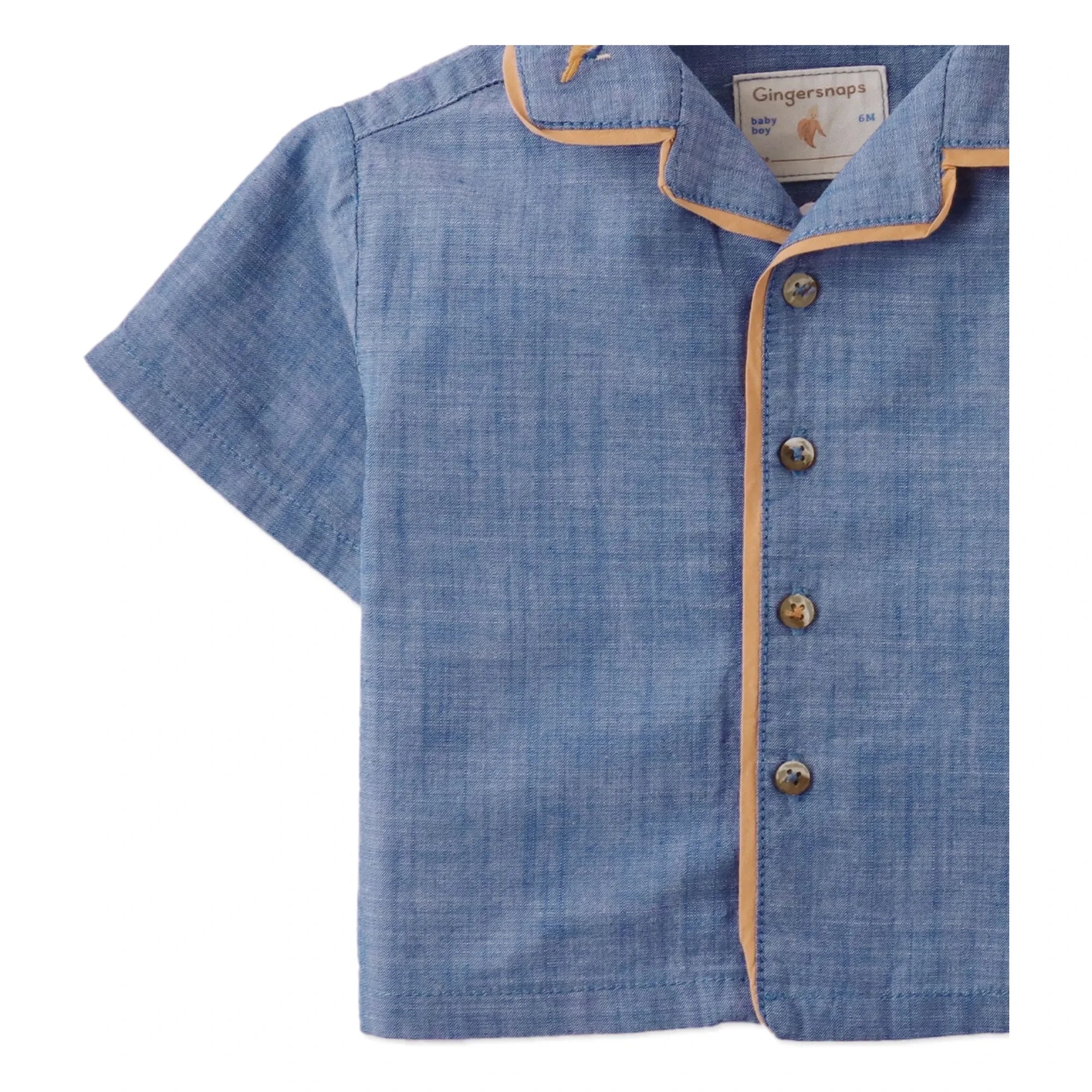 Gingersnaps - Steven Besticktes Banana Chambray Hemd | Blau