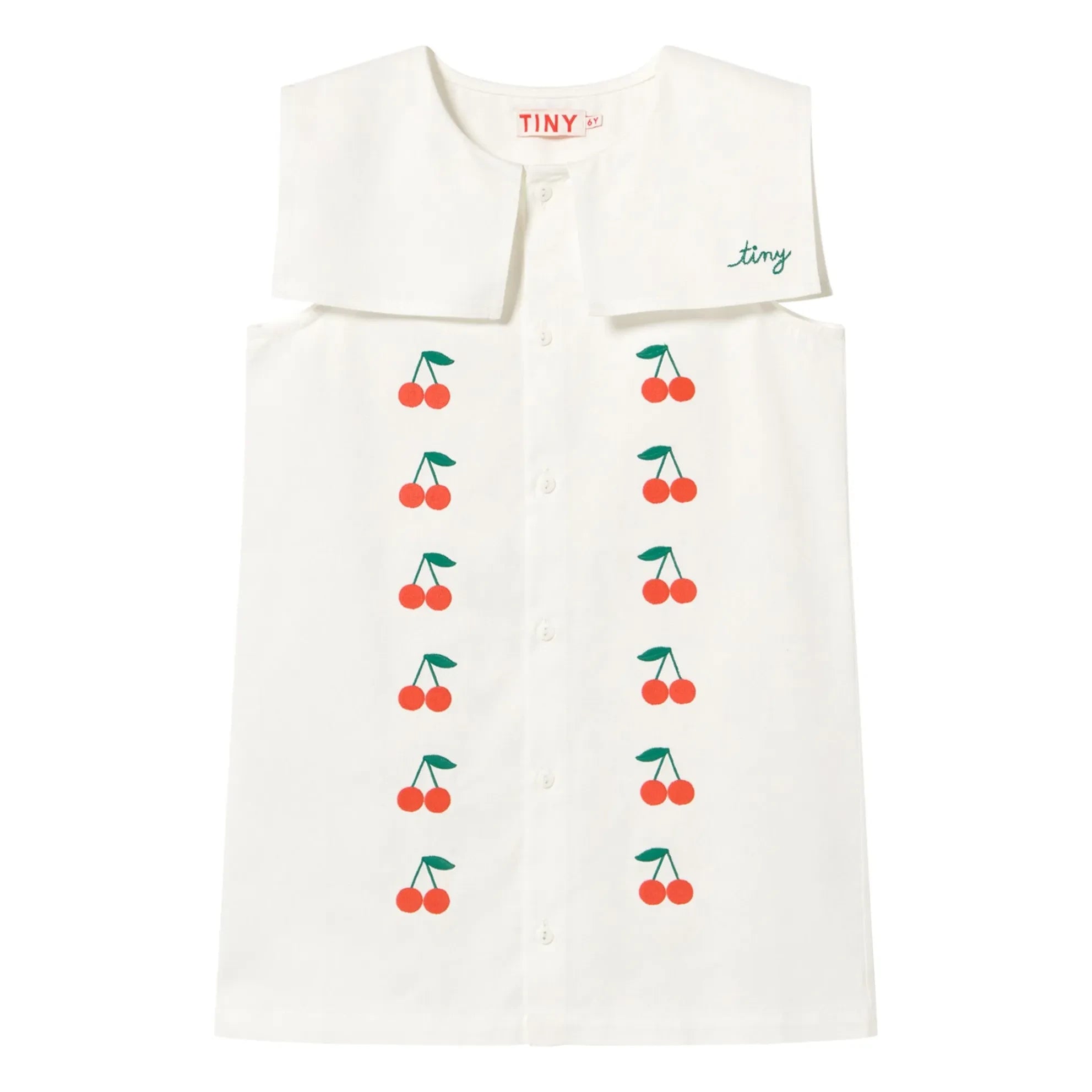 Tinycottons - Cerises Kleid mit Kragen | Weiß