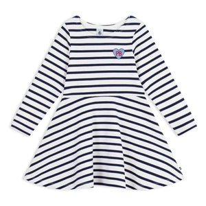 Petit Bateau - Çizgili Klok Elbise | Beyaz
