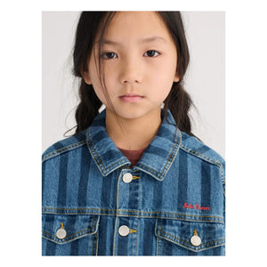 Bobo Choses – Gestreifte Denim-Jacke aus Bio-Baumwolle | Blau