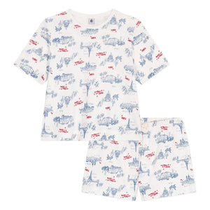 Petit Bateau – Schlafanzug-Shorts aus gerippter Bio-Baumwolle | Ecru