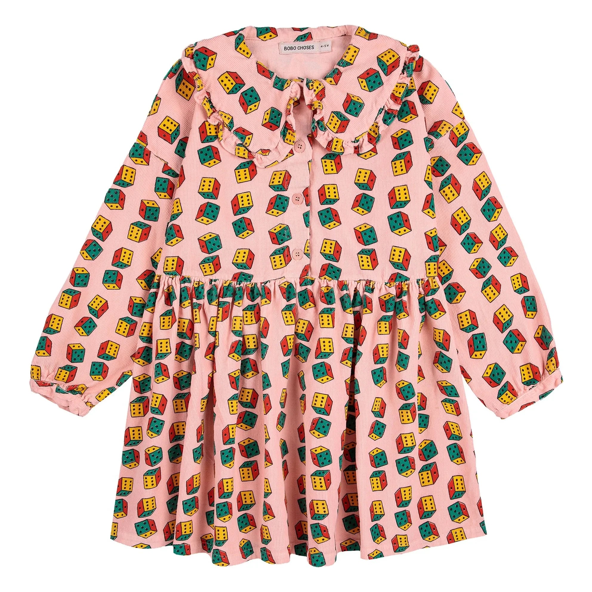 Bobo Choses - Bio-Samt-Kleid mit Schaldetail | Rosa