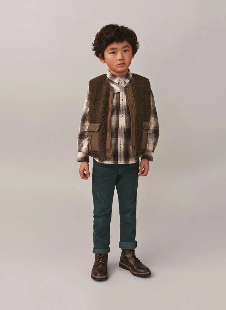 Bonpoint - Koyu Yeşil Junior Sherpa Kolsuz Mont