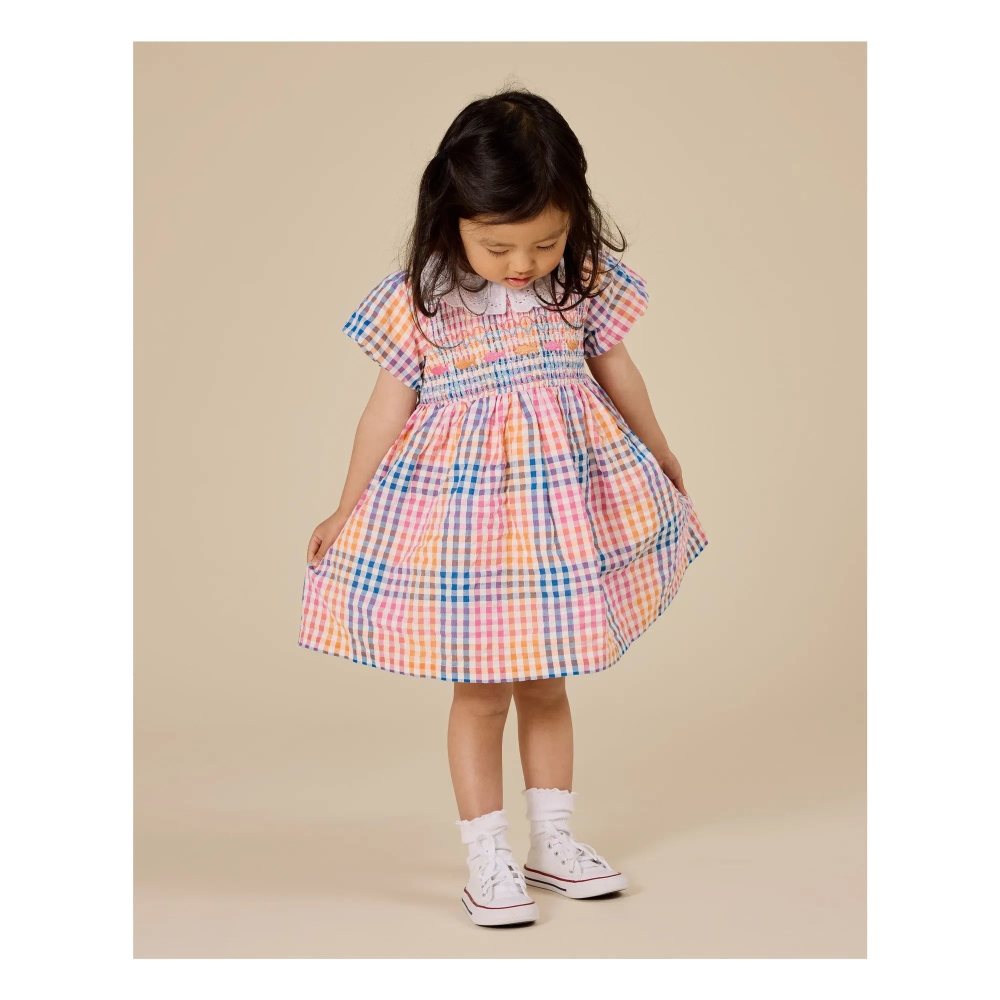 Goldie + Ace - Plissiertes Kleid Carreaux | Blau