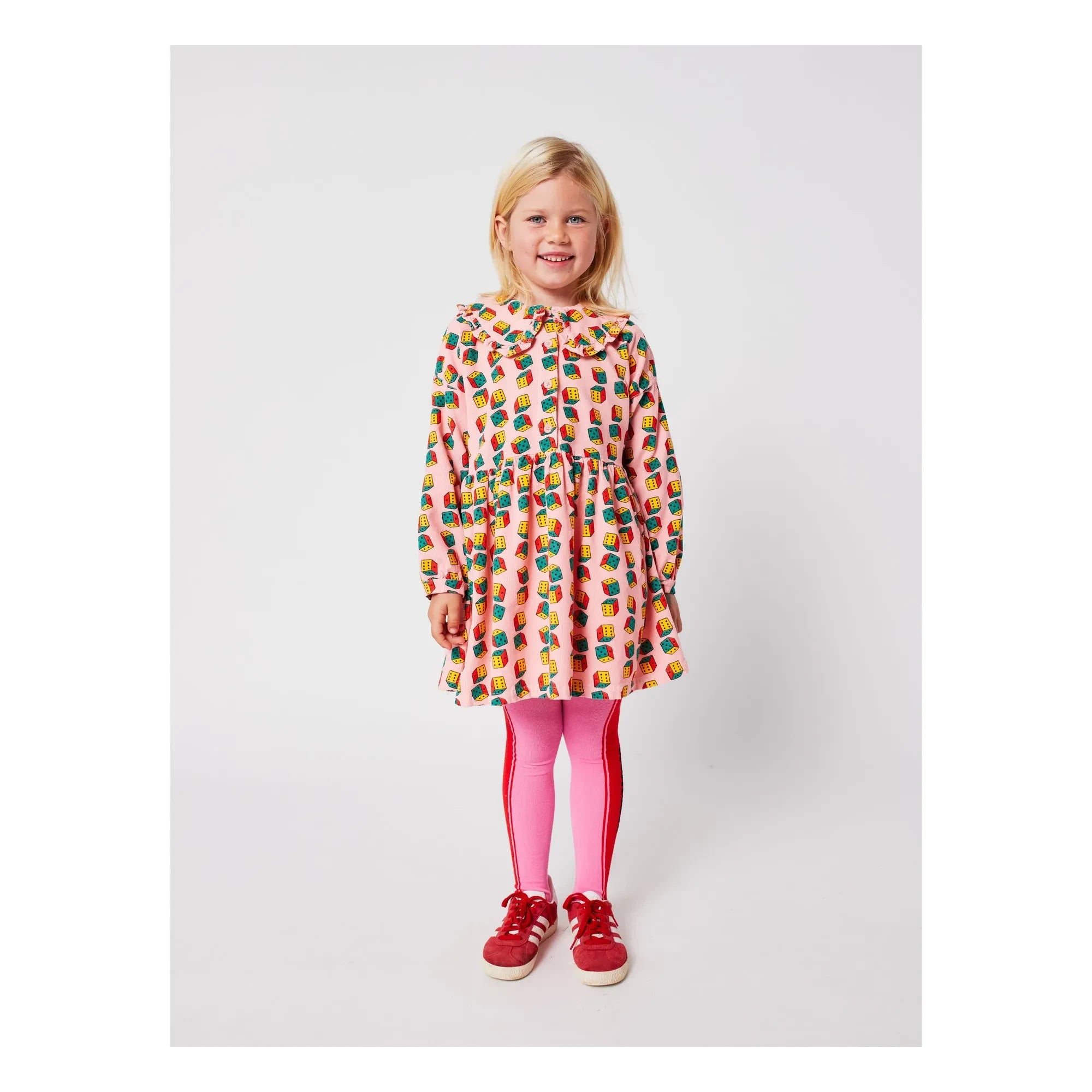 Bobo Choses - Bio-Samt-Kleid mit Schaldetail | Rosa