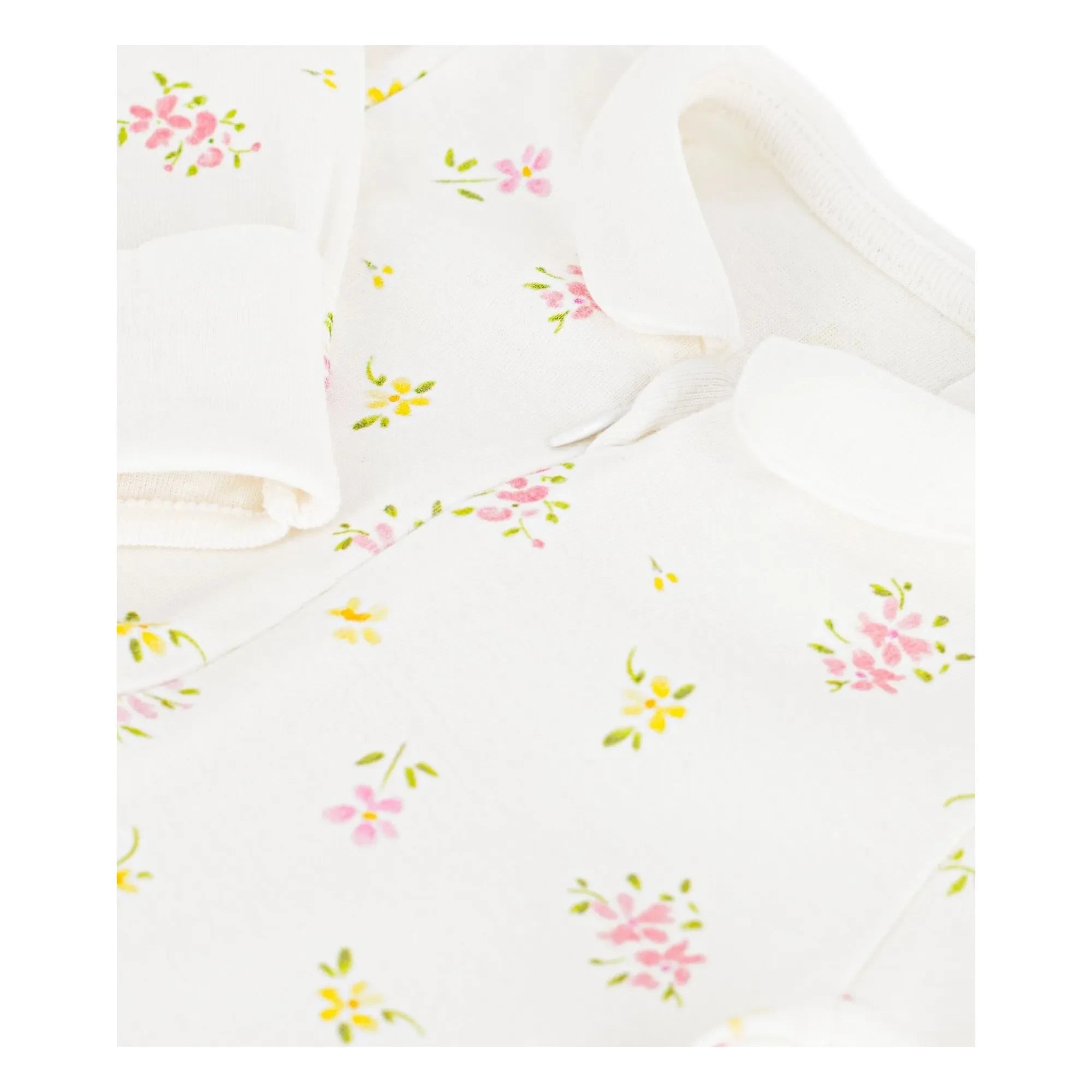 Petit Bateau - Schlafstrampler aus Bio-Baumwolle mit Blumenmuster | Weiß