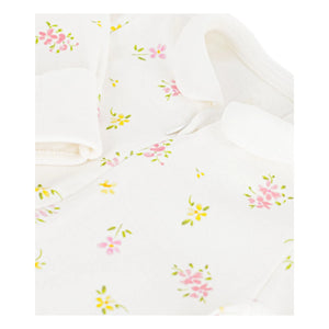 Petit Bateau - Schlafstrampler aus Bio-Baumwolle mit Blumenmuster | Weiß