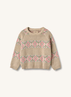 Wheat - Alberte Jacquard Bio-Baumwolle Pullover | Beige