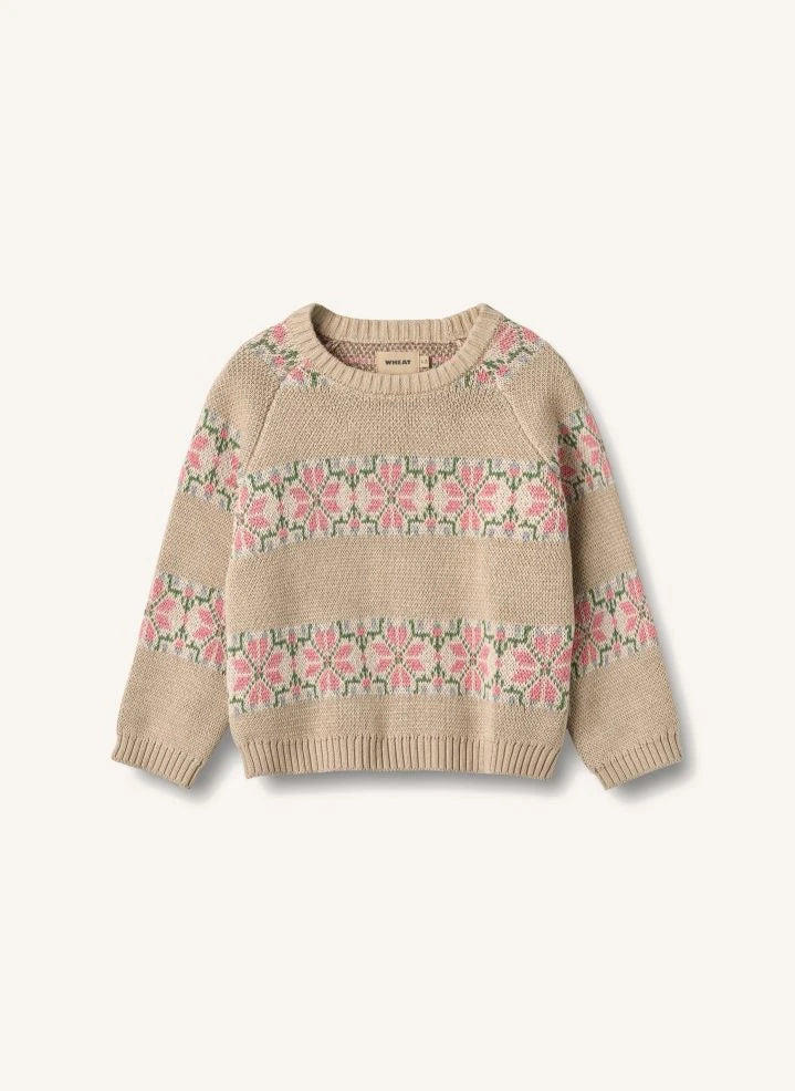 Wheat - Alberte Jacquard Bio-Baumwolle Pullover | Beige