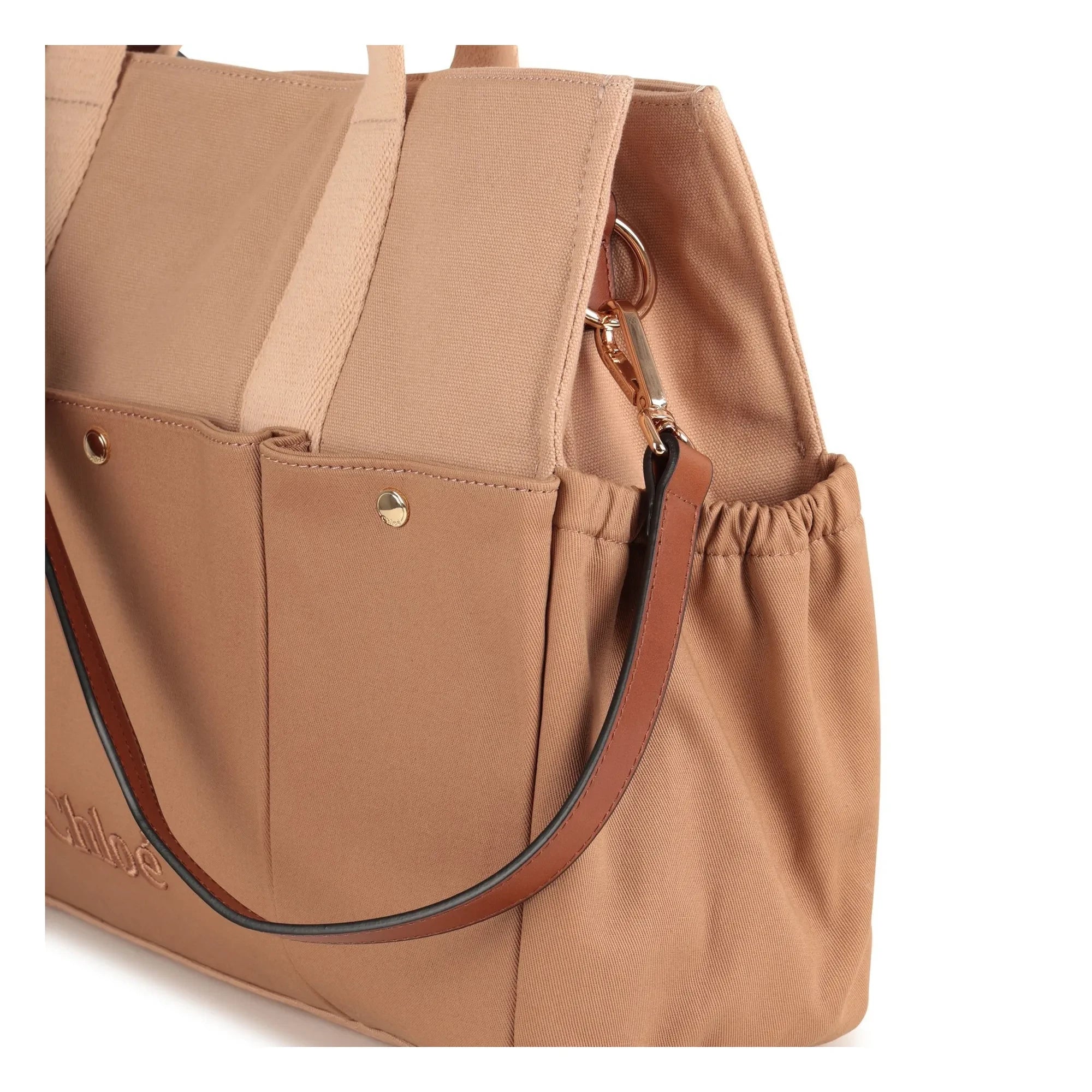 Chloé – Wickeltasche mit Logoprint | Beige-Rosa