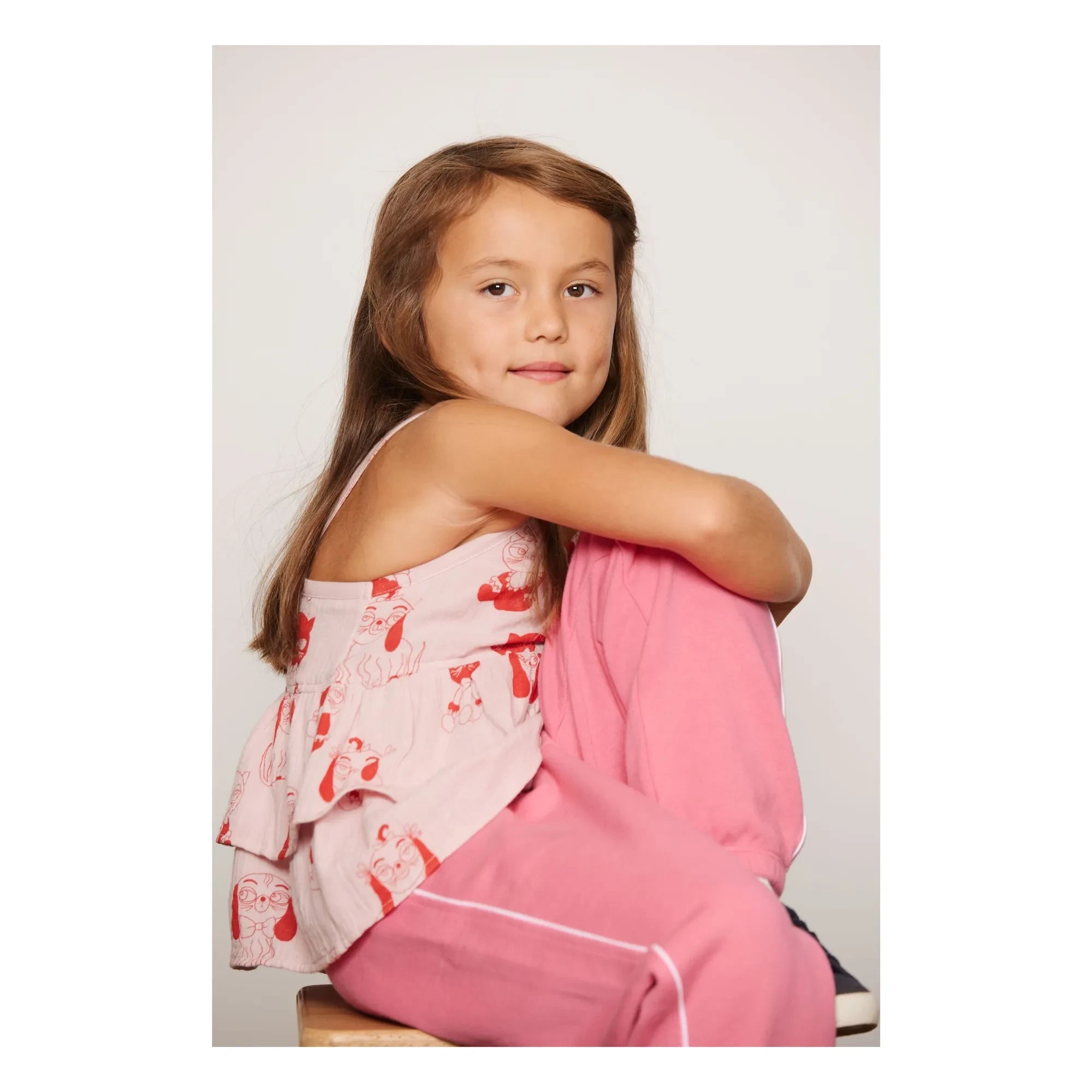 Mini Rodini - Bio-Baumwoll-Oberteil mit Tiermotiv und Rüschen | Rosa