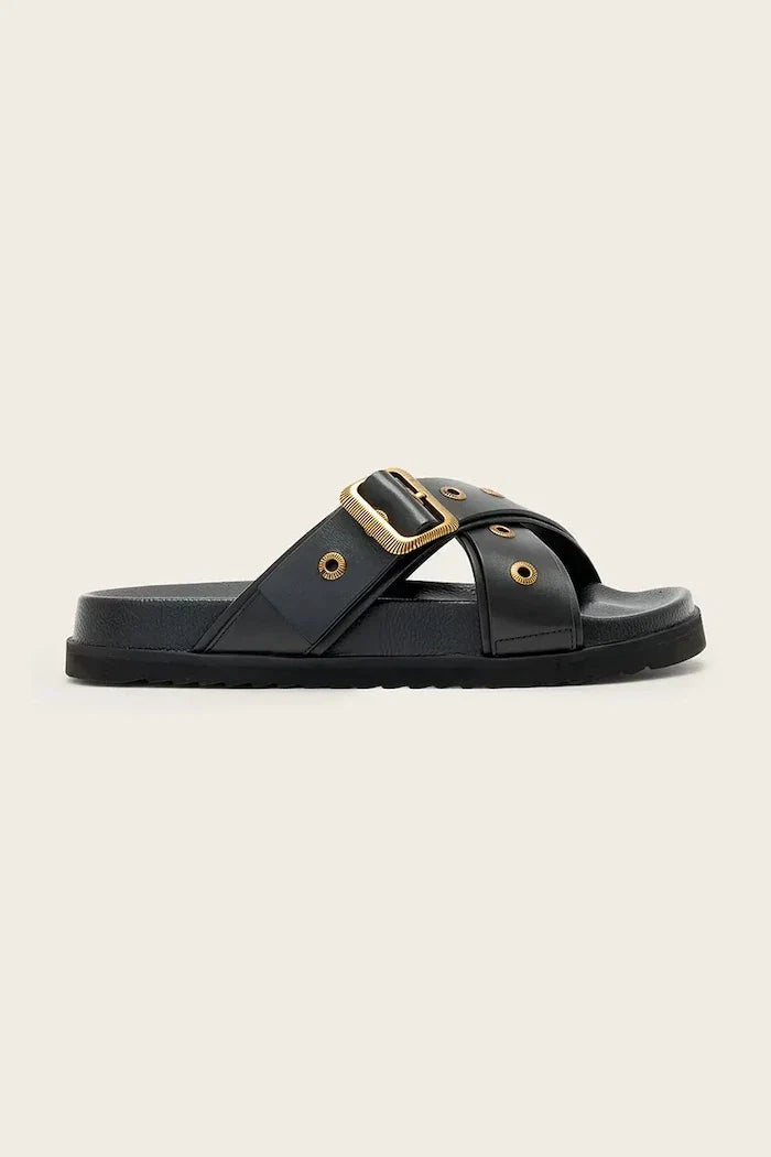 AllSaints deri düz tabanlı Suki Western Sandal