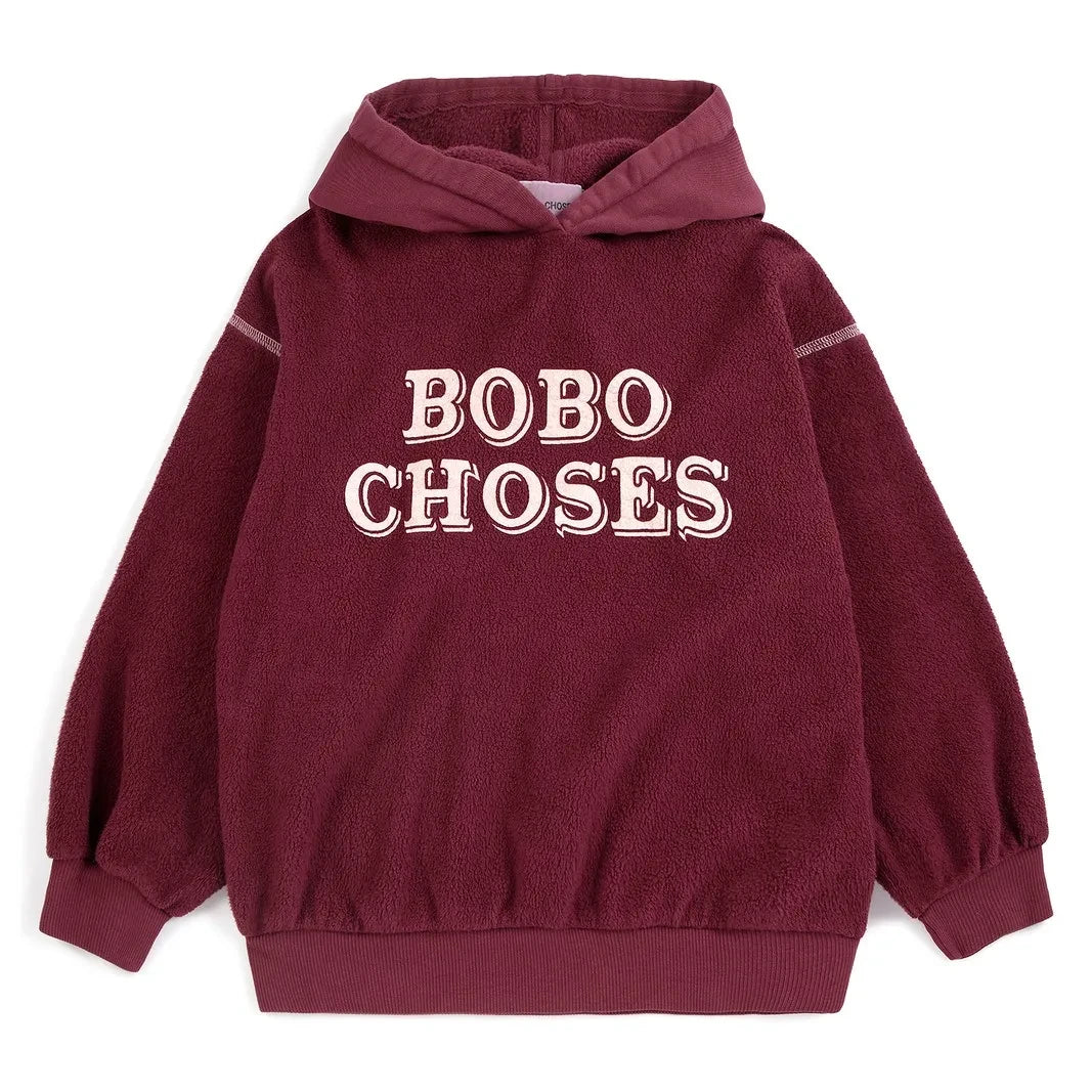 Bobo Choses - Bobo organik pamuklu kapüşonlu sweatshirt | Bordo