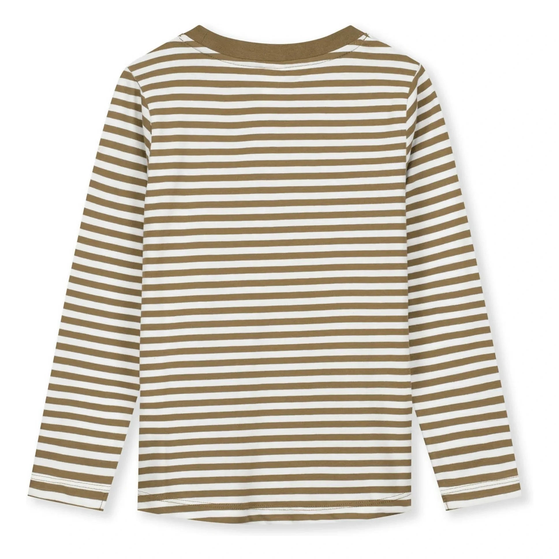 Gray Label - Gestreiftes Bio-Baumwoll T-Shirt | Dunkles Khaki Braun