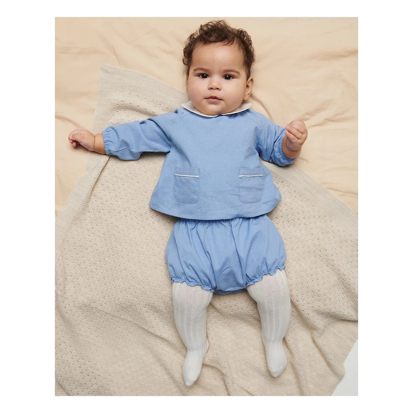 Copenhagen Colors - Bluse und Strampler-Set aus Bio-Baumwolle mit Taschen | Hellblau