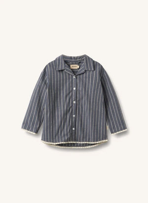 Wheat - Gestreifter Bio-Baumwoll-Pyjama | Grau-blau