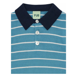FUB - Gestreiftes Poloshirt Extra Fine Knit Bio-Baumwolle | Azurblau