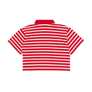Smallable Kid - Çizgili Varsity Polo | Koyu kırmızı