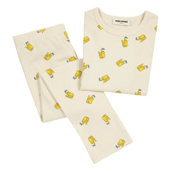Bobo Choses – Gerippter Pyjama aus Bio-Baumwolle mit Elefanten-Print | Beige