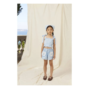 Bebe Organic - Viola Tiles Bestickte Shorts mit Taschen | Hellblau