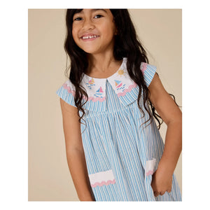 Goldie + Ace – Gestreiftes Matrosenkleid | Blau